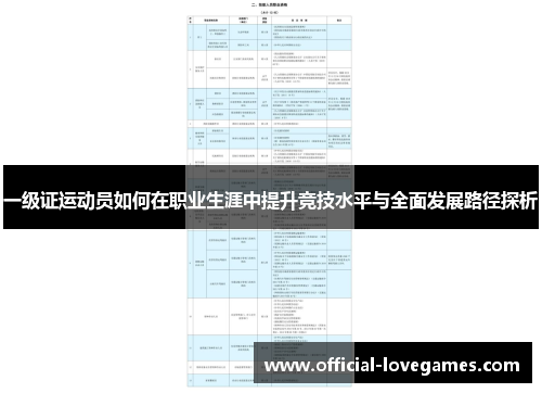 一级证运动员如何在职业生涯中提升竞技水平与全面发展路径探析